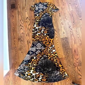 Fashion Nova Animal Print floor length dress- new without tags